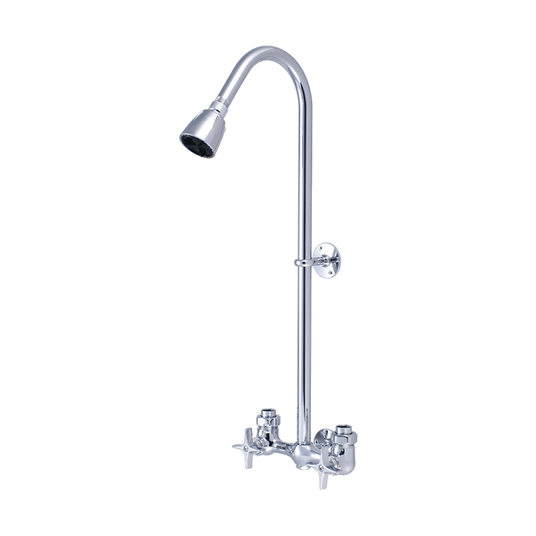 Central Brass Two Handle Exposed Shower Set, NPT, Wallmount, Polished Chrome 1379